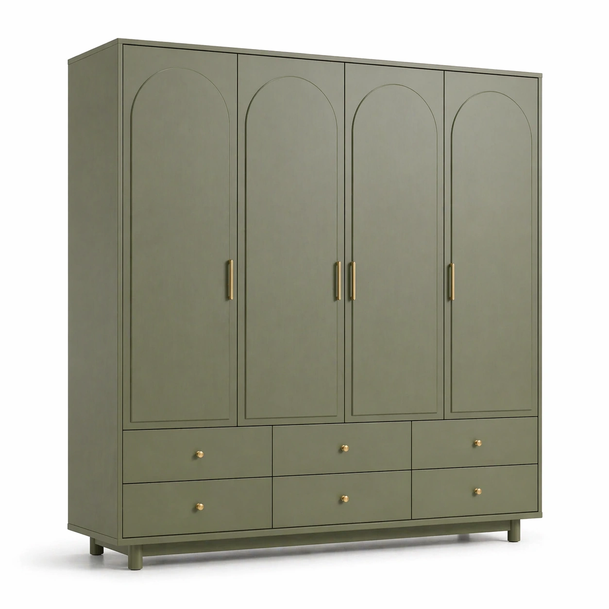 Armario moderno 4 puertas verde oliva con cajones-merulyn